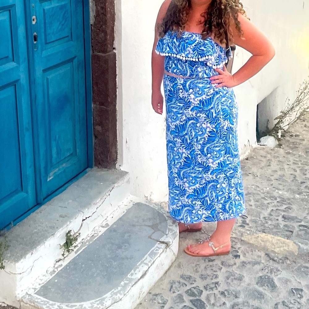 Lilly Pulitzer Vibrant Blue and White Midi Dress